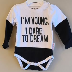 Silly Souls black and white long sleeved onesie/bodysuit